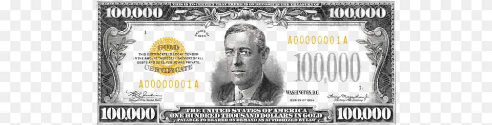 000 Dollar Bill, Adult, Male, Man, Person Free Png Download