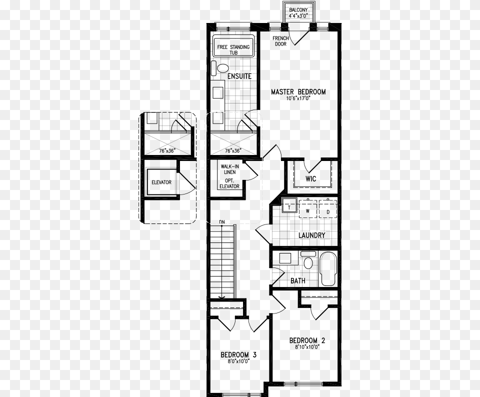 0000 Residence 3 A Second Floor With Elevator Floor Plan, Cutlery, Fork, Electronics, Hardware Free Png Download