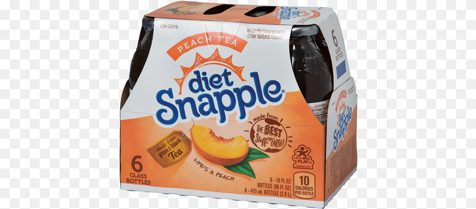 009 2018 Grilling Microsite Content Update Product Diet Snapple Peach Tea 16 Fl Oz Glass Bottles 6 Pack, Produce, Plant, Orange, Fruit Free Png Download