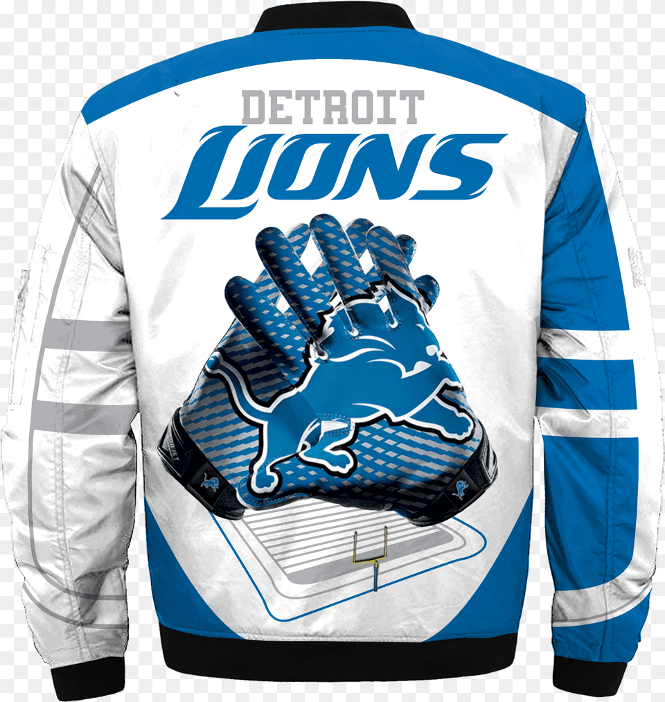 011 Detroit Lions U2013 Fathersbear Detroit Lions Football Gloves, Glove, Jacket, Clothing, Coat Png