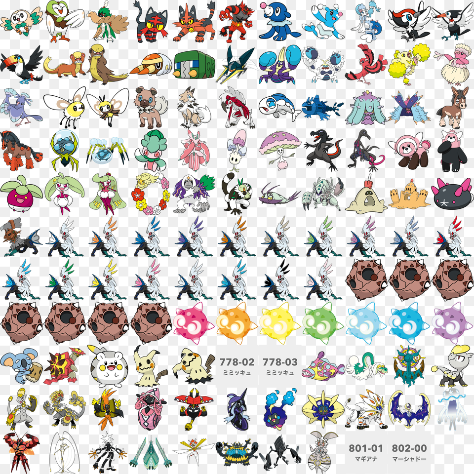 02 778 03 801 01 802 00 Pokmon All The Alola Pokemon, Book, Comics, Pattern, Publication Png