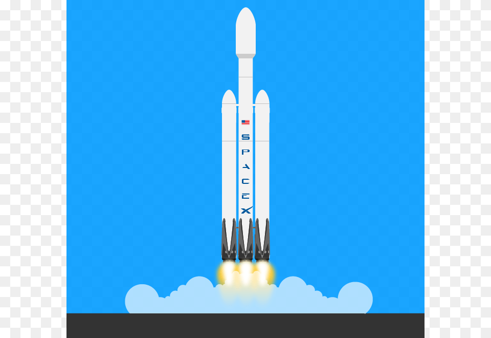 Spacex Falcon Heavy No Text Space X Rocket Cartoon, Weapon, Ammunition, Missile, Launch Free Png Download