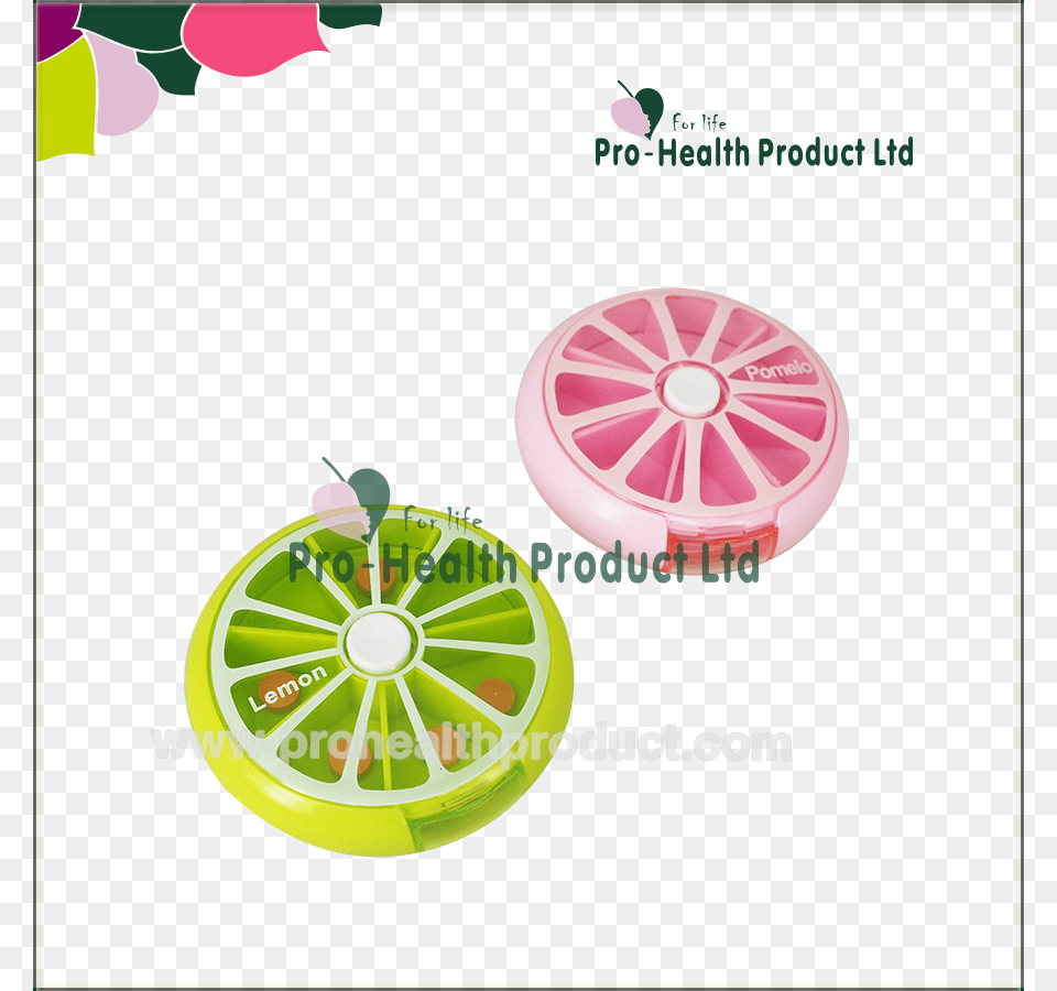 067 7 Compartments 7 Day Round Fruit Shape Auto Pill Organizer, Machine, Wheel, Spoke Free Png