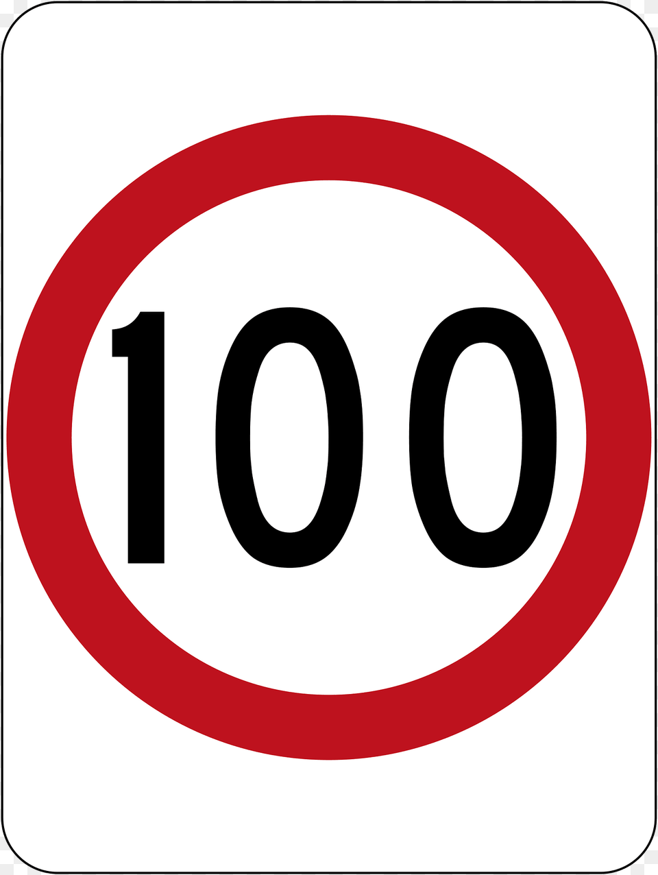 1 100 Kmh Speed Limit Clipart, Sign, Symbol, Road Sign, Disk Free Png Download