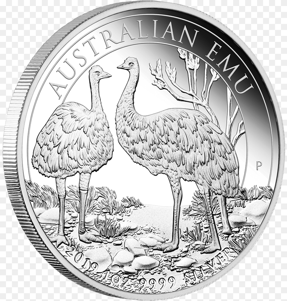 1 2019 Australian Emu Silver Coin, Animal, Bird, Money Free Transparent Png