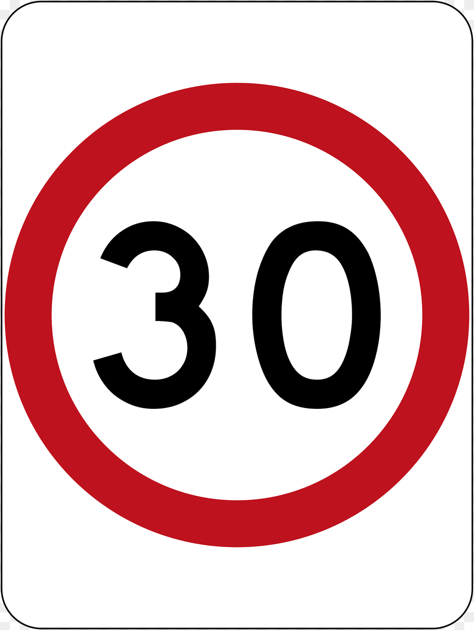 1 30 Kmh Speed Limit Clipart, Sign, Symbol, Road Sign, Text Png