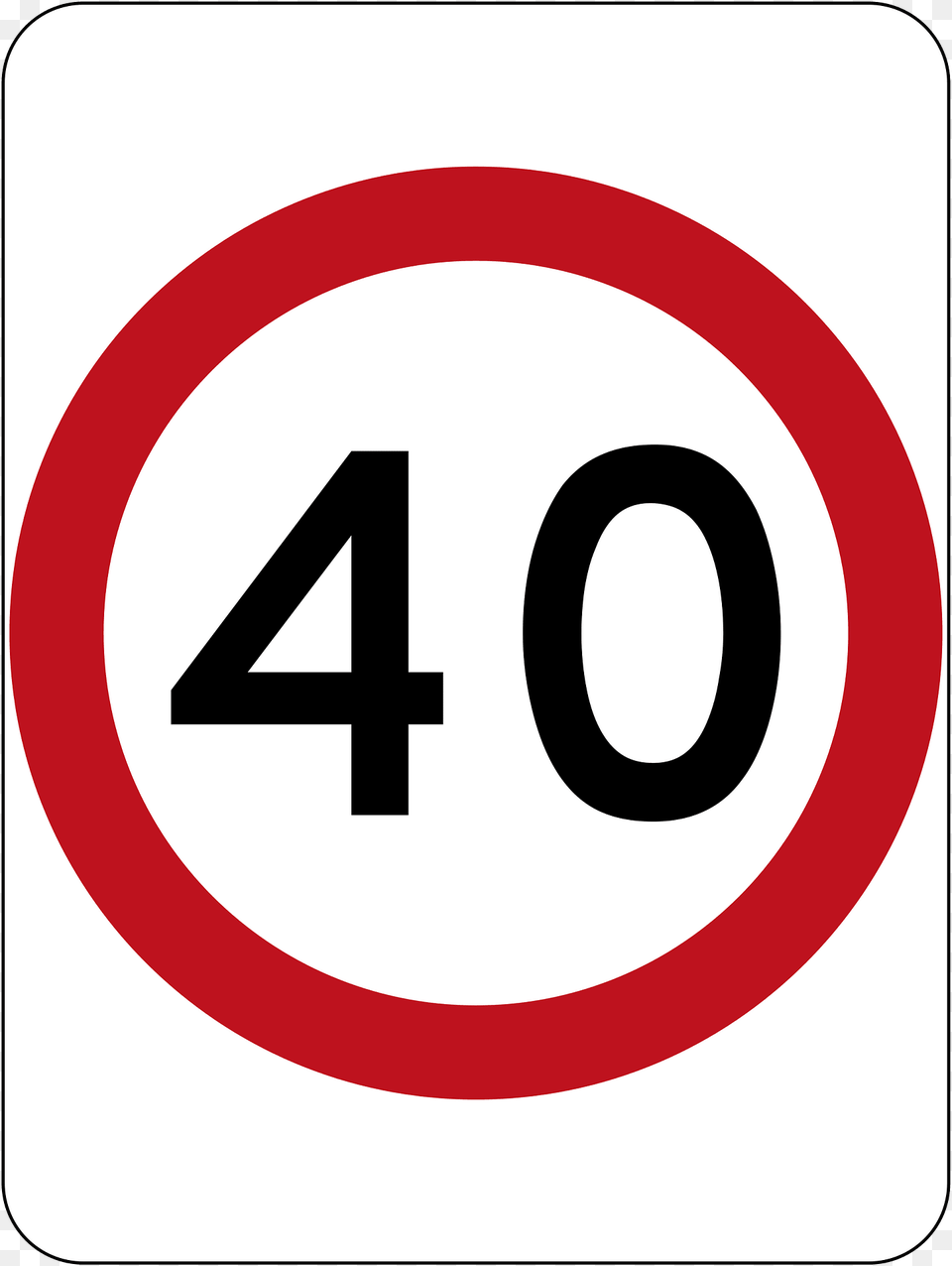 1 40 Kmh Speed Limit Clipart, Sign, Symbol, Road Sign, Text Png Image