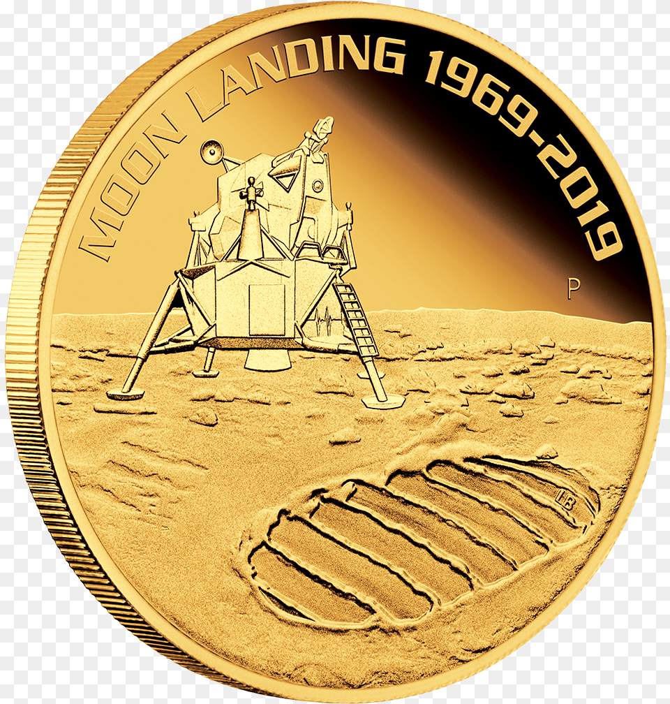1 50th Anniversary Moon Landing Coin, Money, Gold Free Png