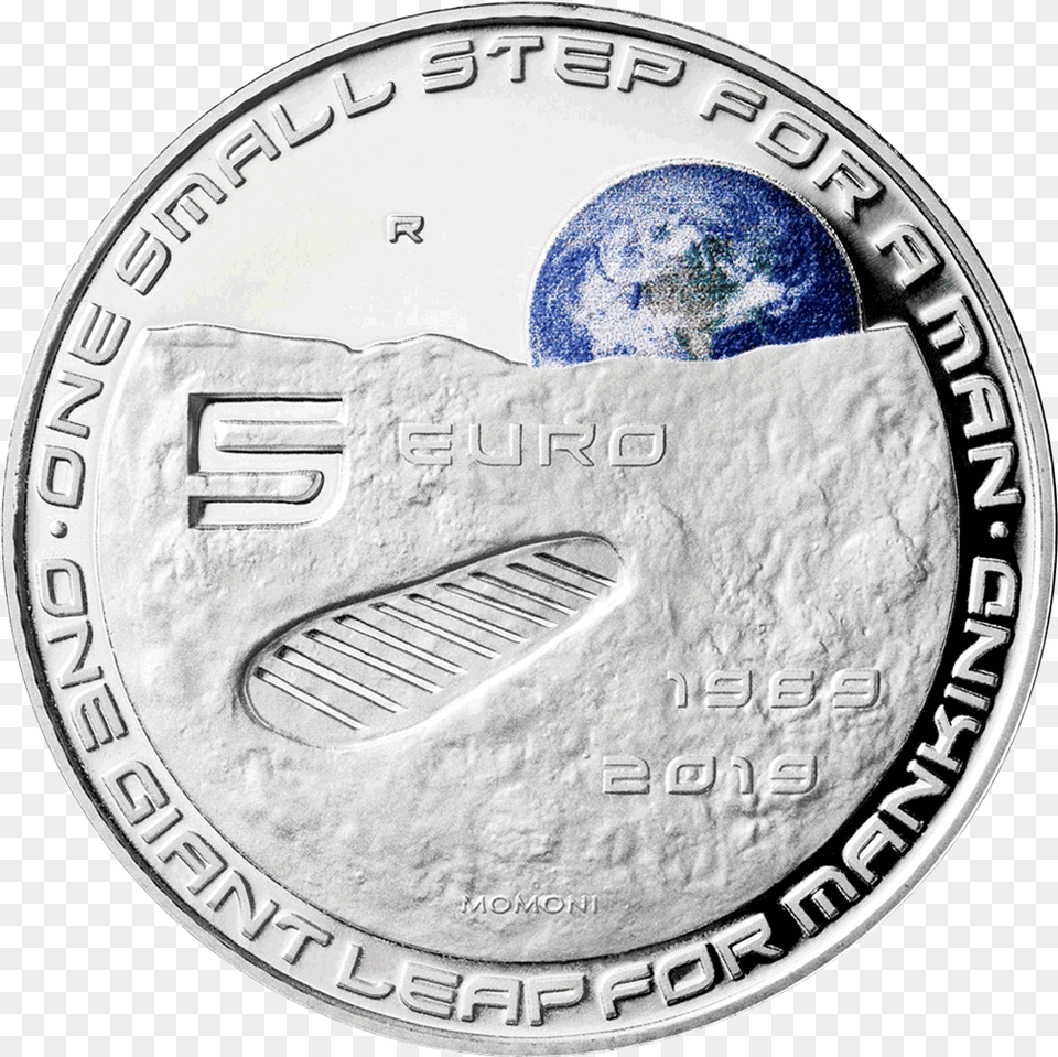 1 50th Anniversary Of Moon Landing In Italy, Coin, Money Png Image