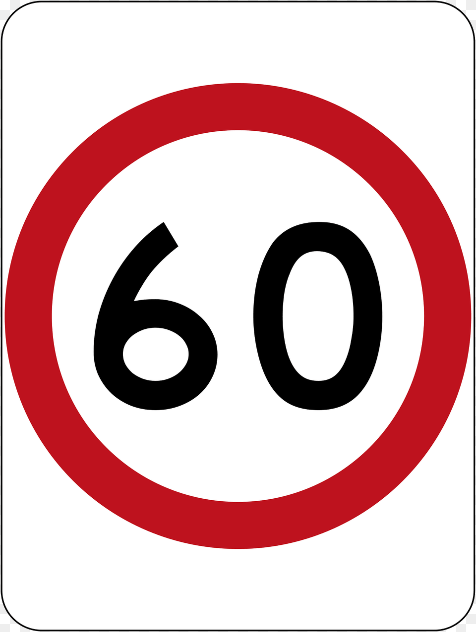 1 60 Kmh Speed Limit Clipart, Sign, Symbol, Road Sign, Disk Free Png Download