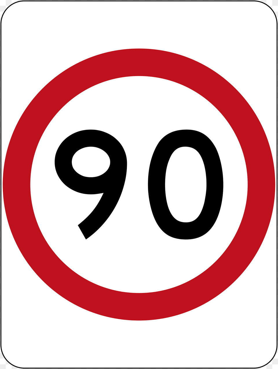 1 90 Kmh Speed Limit Clipart, Sign, Symbol, Road Sign, Disk Free Png Download