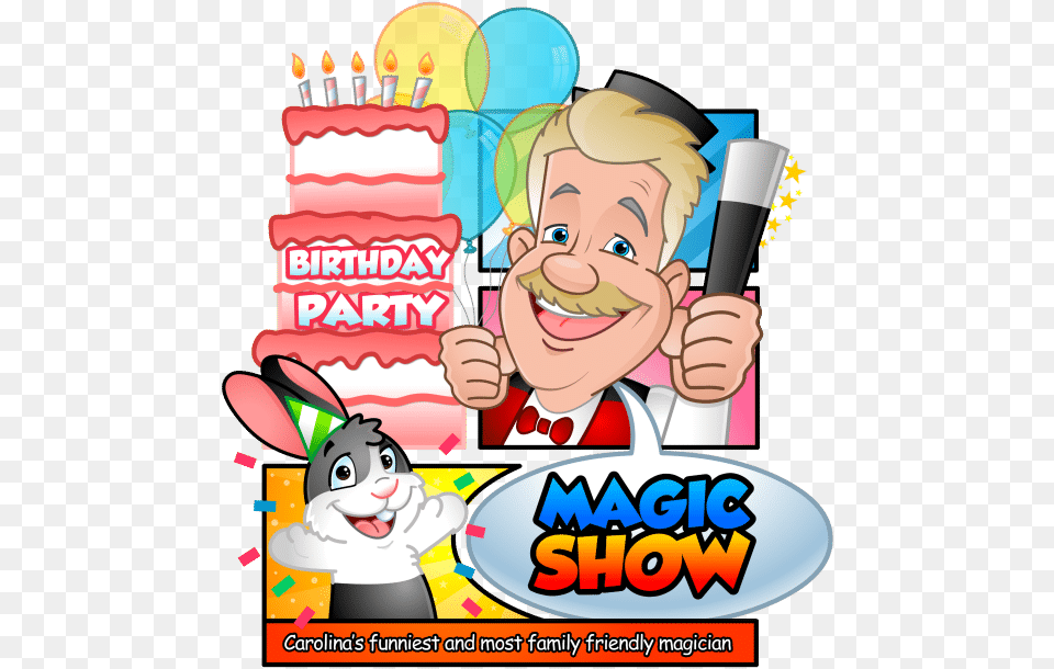 1 Kids Birthday Party Magician Clip Art, Person, People, Baby, Cream Free Png