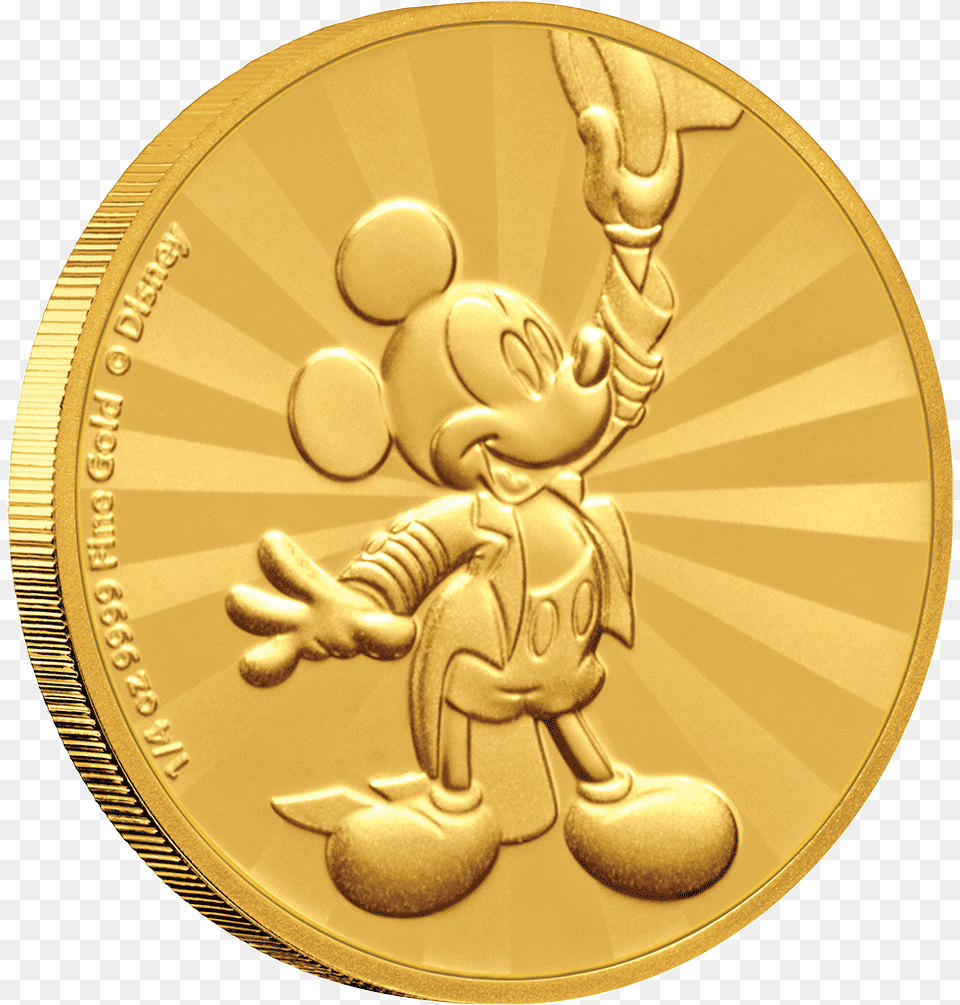 1 Mickey Mouse Gold Coin, Baby, Person, Gold Medal, Trophy Png Image
