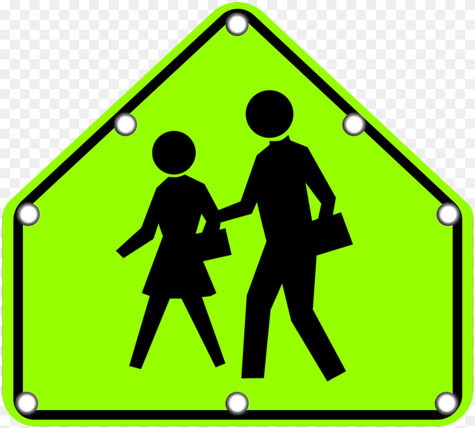 1 Solar School Sign With 8 Blinking Led Light School Crossing Sign, Symbol, Boy, Child, Male Png