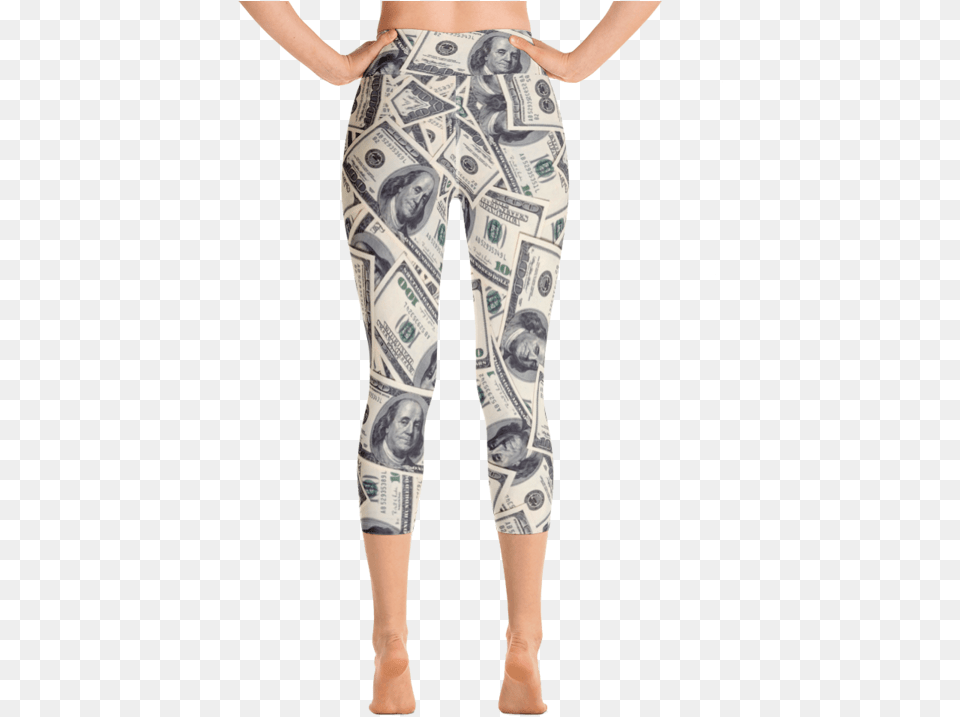 100 Dollar Bill Yoga Capri Leggings Leggings, Clothing, Pants, Adult, Male Png Image