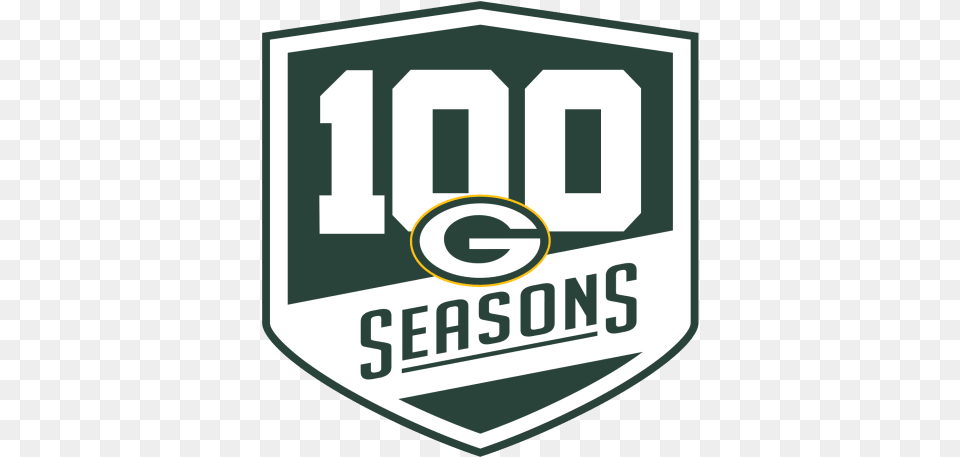 100 Seasons Logo Green Bay Packers 100 Seasons, Badge, Symbol, Disk Free Png