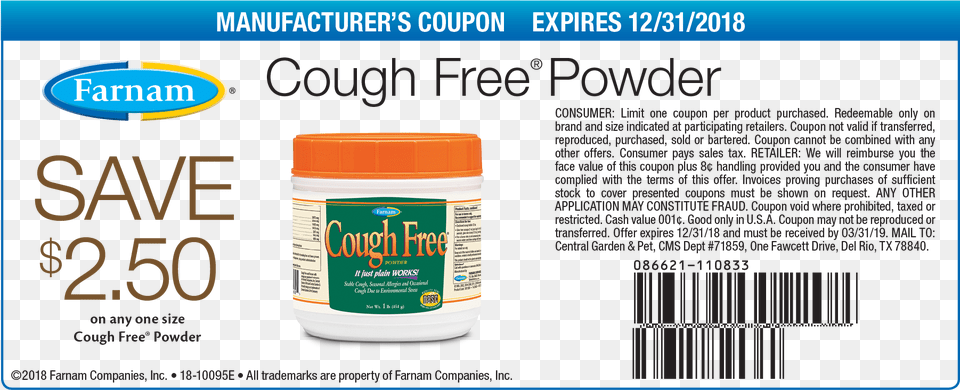 Fm Coughfree 22 Cough Powder For Horses 1 Pound, Herbal, Herbs, Plant Free Png