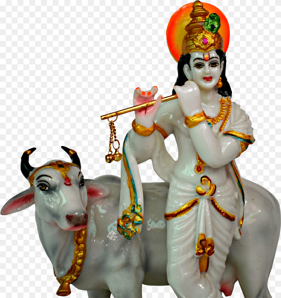 Lord Krishna With Cow, Figurine, Wedding, Person, Adult Png Image