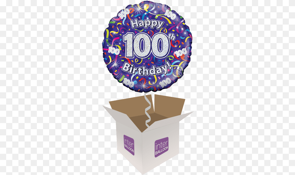 100th Birthday Helium Balloons Delivered In The Uk By Fte De La Musique, Box, Cardboard, Carton, Diaper Png