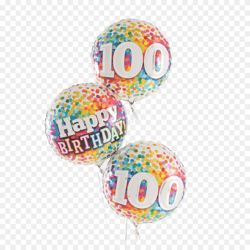 100th Birthday Rainbow Helium Filled Balloon Bouquet Balloon, Sphere, Text Png Image