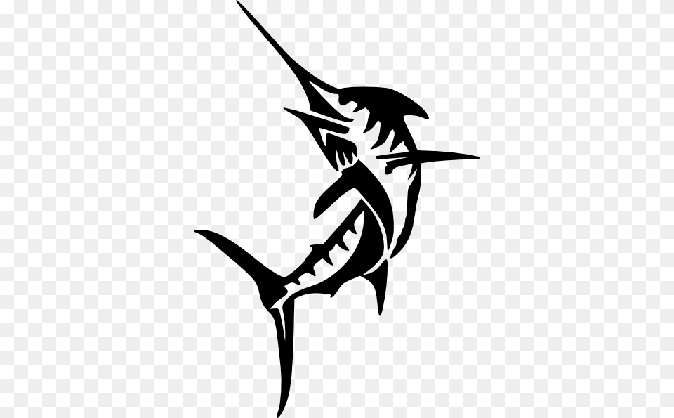 1010b Marlin Silhouette, Stencil, Animal, Fish, Sea Life Free Png