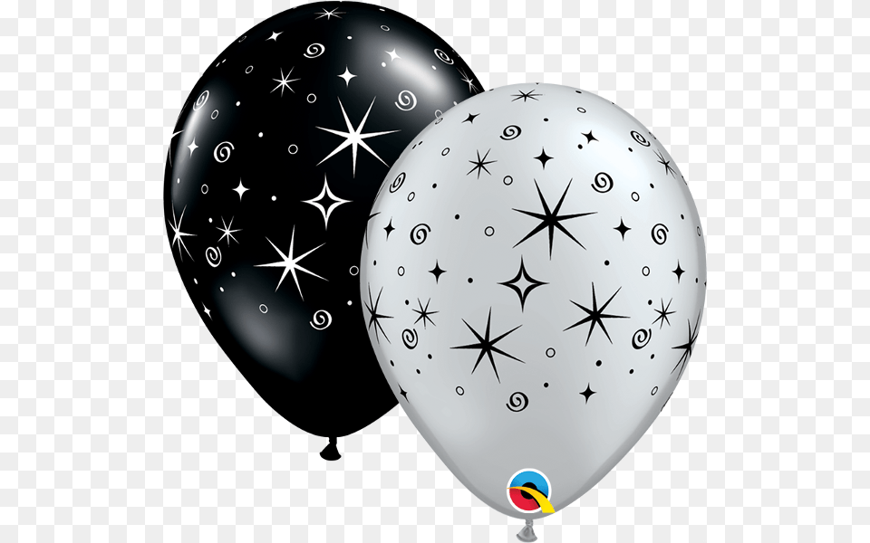 11 Sparkles Amp Stars Silverblack New Year Balloons, Balloon, Egg, Food Png Image