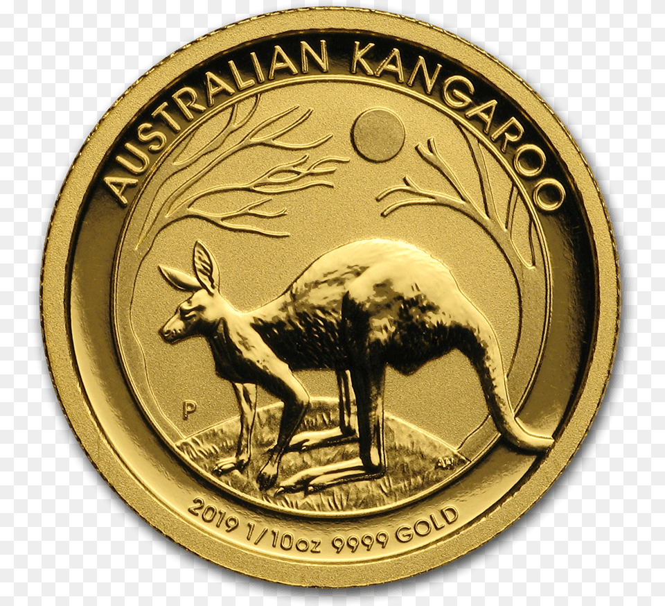 110th Oz Australian Kangaroo Gold Coin Reverse Australian Kangaroo 1 4 Oz 2019, Animal, Antelope, Mammal, Wildlife Free Transparent Png
