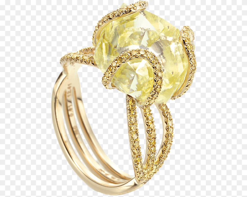 12 A Raw Yellow Diamond Ring, Accessories, Gold, Jewelry, Gemstone Free Transparent Png