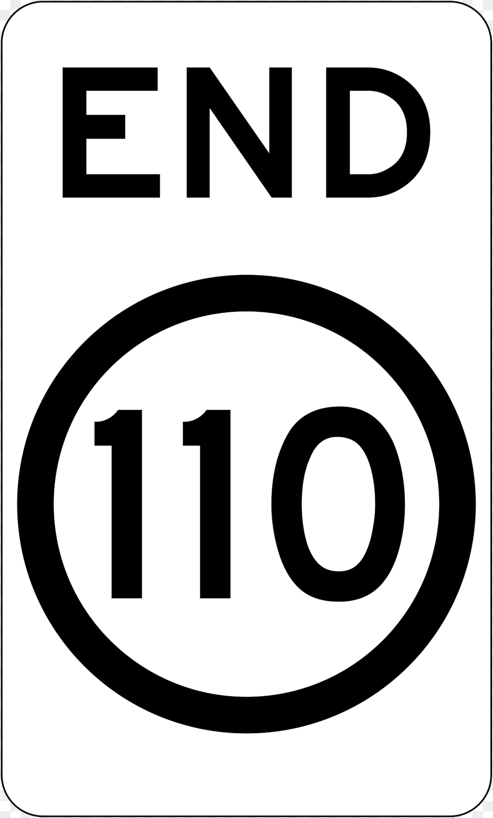 12 End Of 110 Kmh Speed Limit Clipart, Sign, Symbol, Road Sign Png
