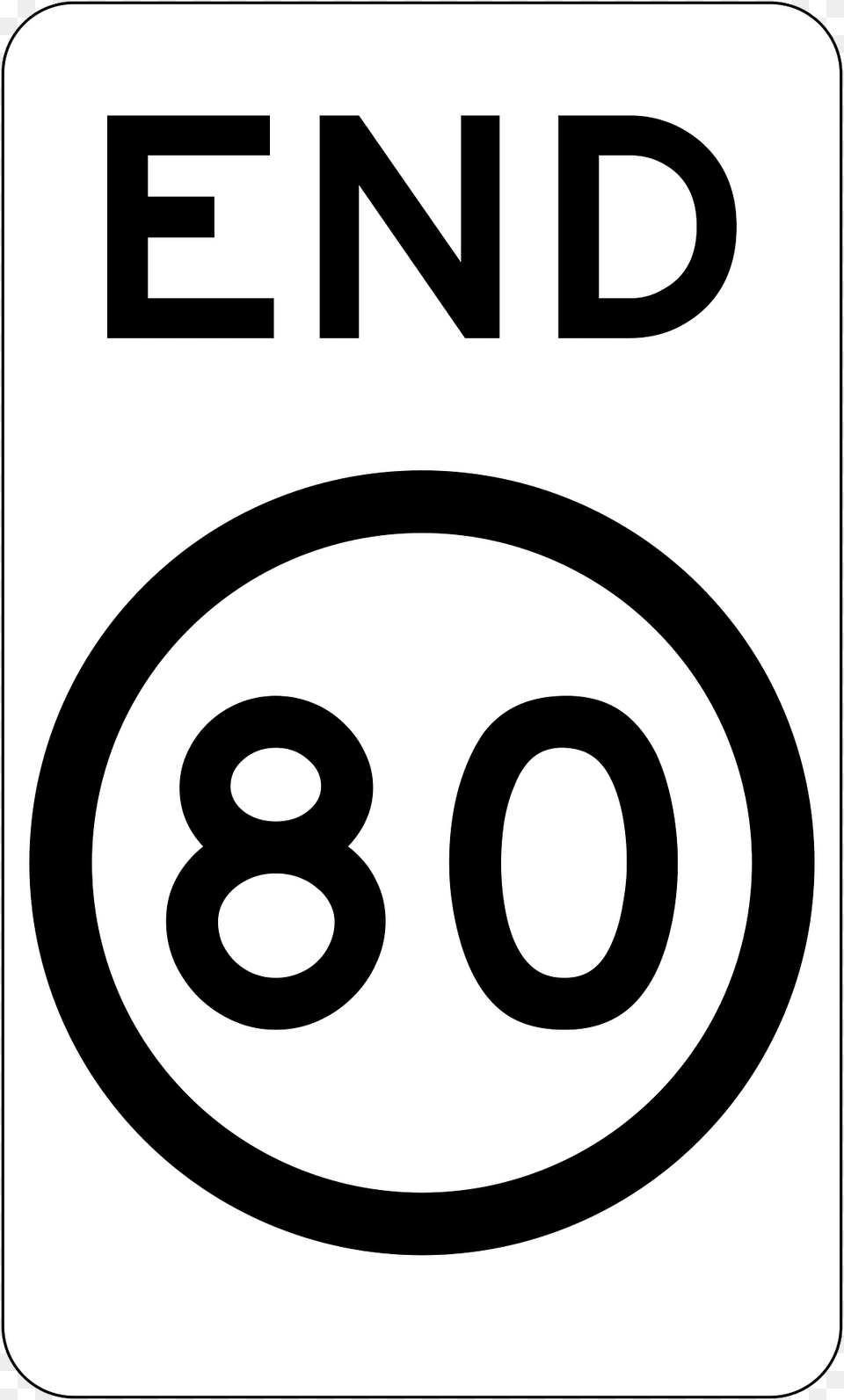 12 End Of 80 Kmh Speed Limit Clipart, Symbol, Number, Text, Sign Free Png