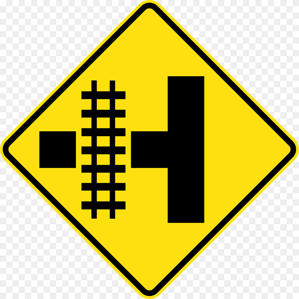 12 Railway Level Crossing On Side Road Left Clipart, Sign, Symbol, Road Sign Free Transparent Png