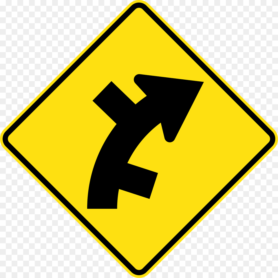 12 Staggered Side Road Intersection First From Right On A Curve On Right Clipart, Sign, Symbol, Road Sign, First Aid Png Image