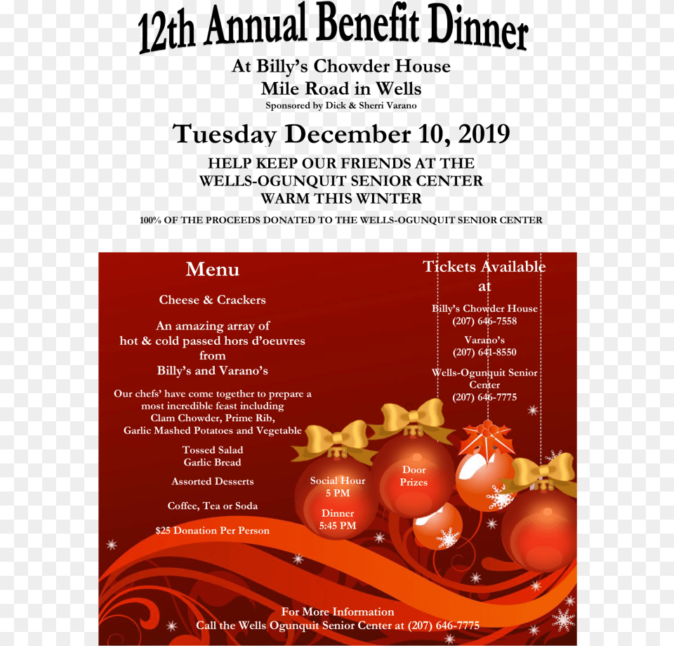 12th Annual Senior Benefit Diner Thanksgiving, Advertisement, Poster, Text, Menu Png