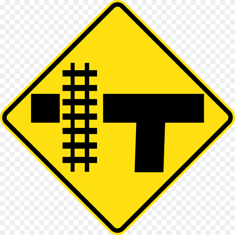 13 Railway Level Crossing On T Junction Left Clipart, Sign, Symbol, Road Sign Free Transparent Png