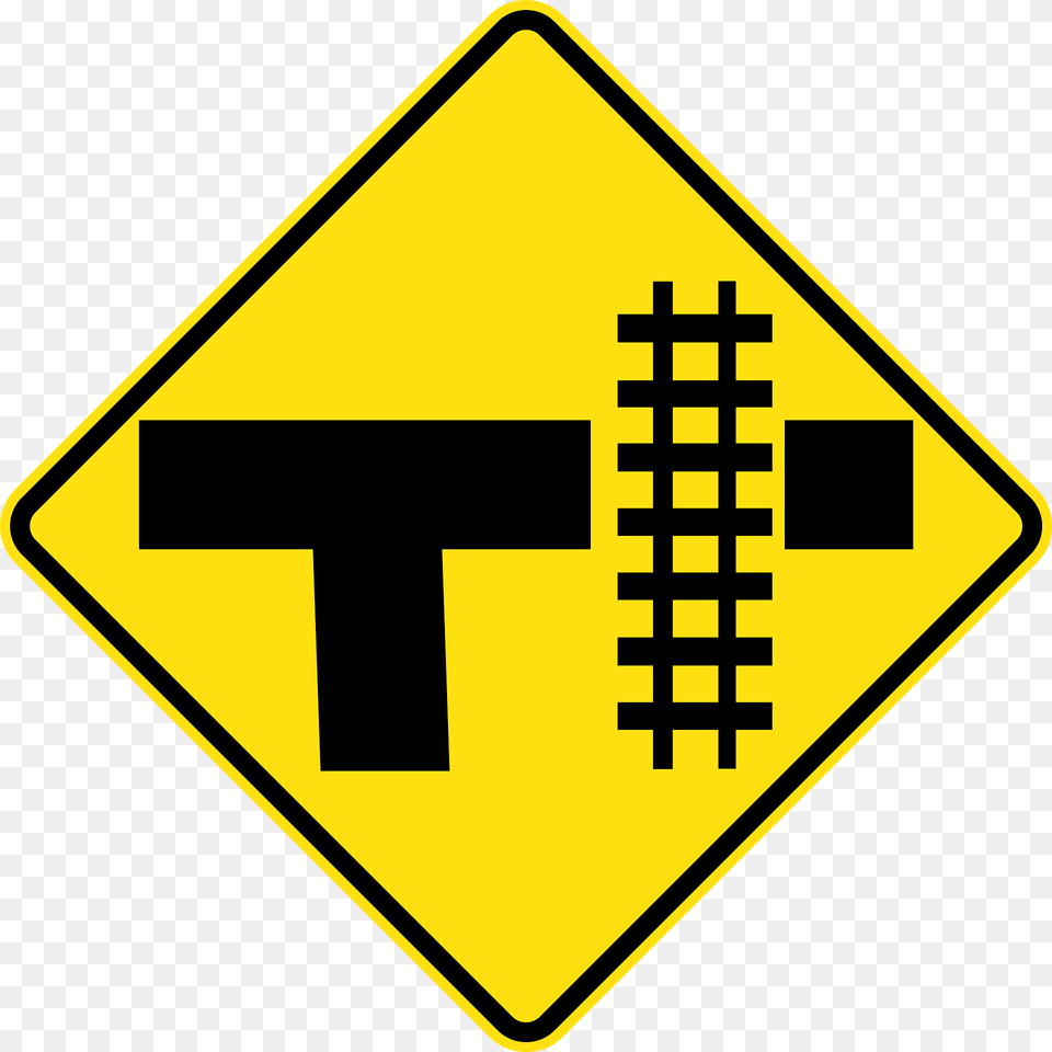 13 Railway Level Crossing On T Junction Right Clipart, Sign, Symbol, Road Sign Png Image