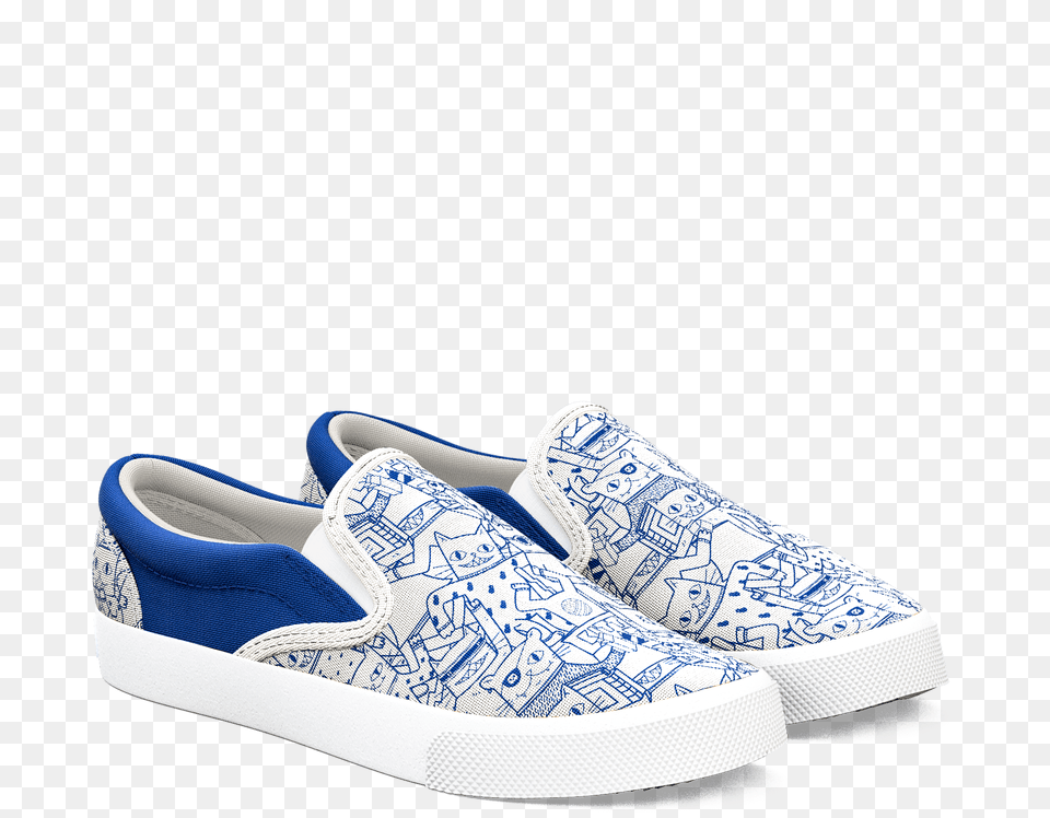 1371 902 Catparty Sebastiangomezdelatorre Whiteblue Slip On Shoe, Clothing, Footwear, Sneaker, Canvas Free Png