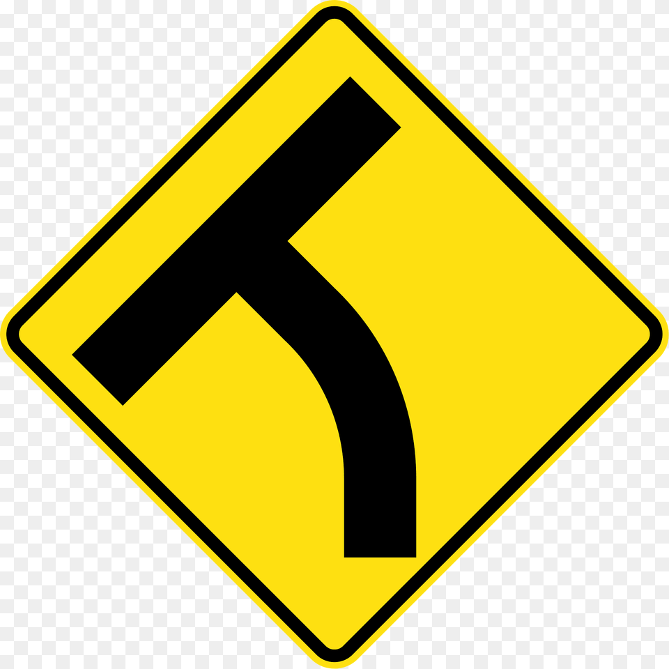 14 T Junction Beyond A Curve On Left Clipart, Sign, Symbol, Road Sign Free Transparent Png