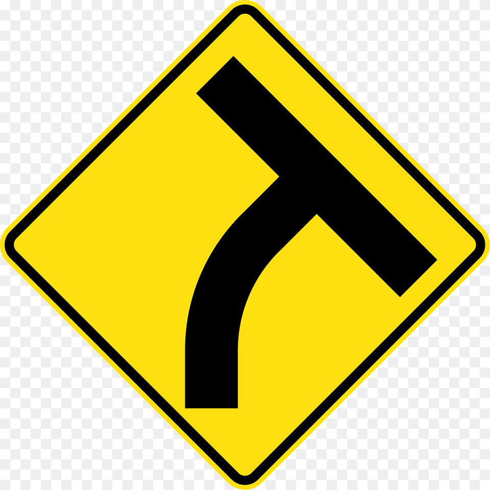 14 T Junction Beyond A Curve On Right Clipart, Sign, Symbol, Road Sign Png Image