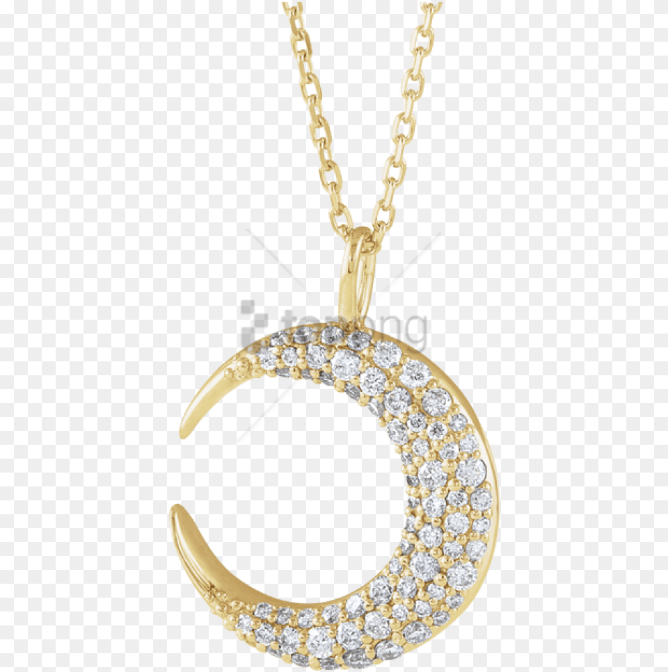 14k Yellow Gold 13 Ctw Diamond Moon Necklace Necklace, Accessories, Gemstone, Jewelry, Pendant Png