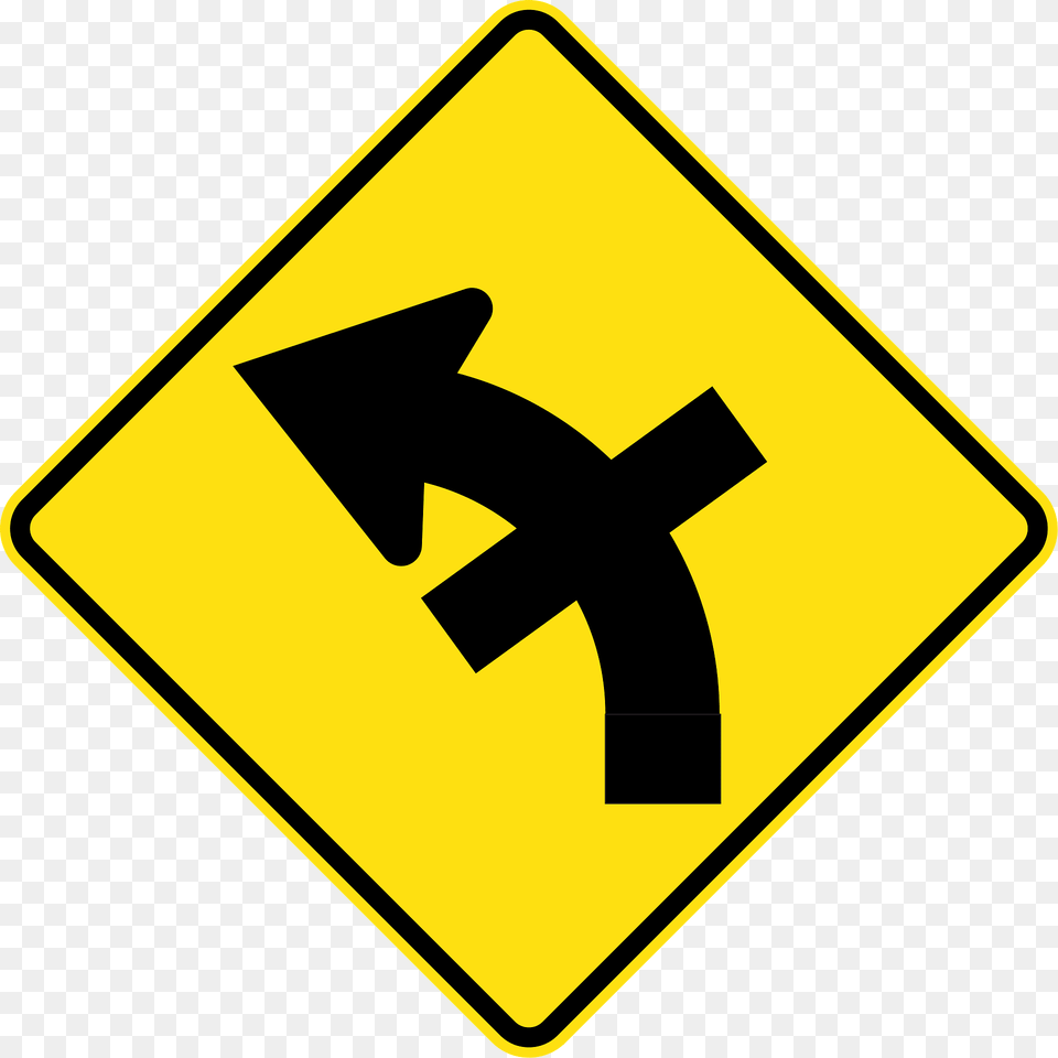 15 Crossroad Intersection On A Curve On Left Clipart, Sign, Symbol, Road Sign Png