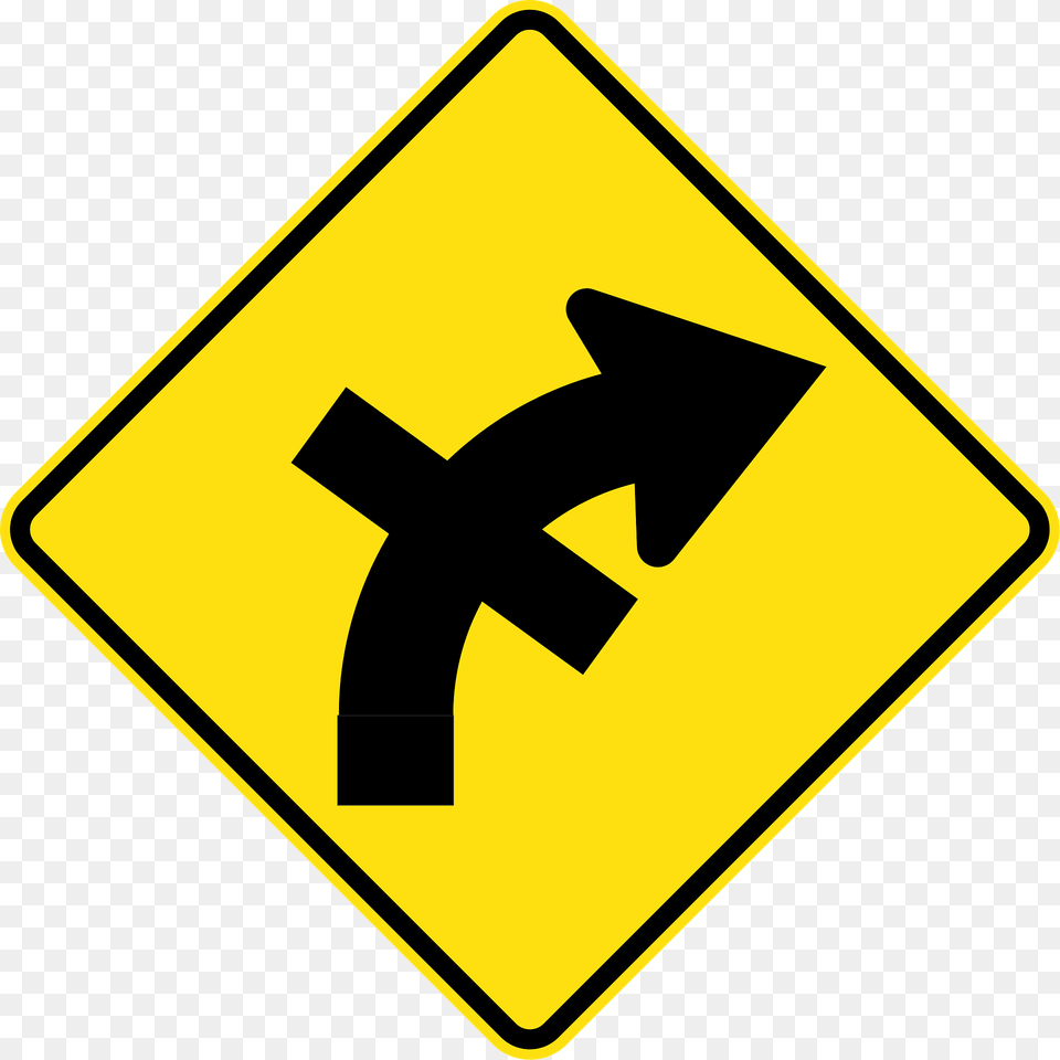15 Crossroad Intersection On A Curve On Right Clipart, Sign, Symbol, Road Sign Free Png Download