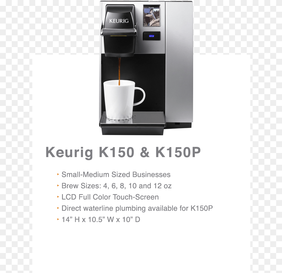 150p Keurig K150p Plumbed Commercial Brewing System Silverblack, Cup, Beverage, Coffee, Coffee Cup Png Image