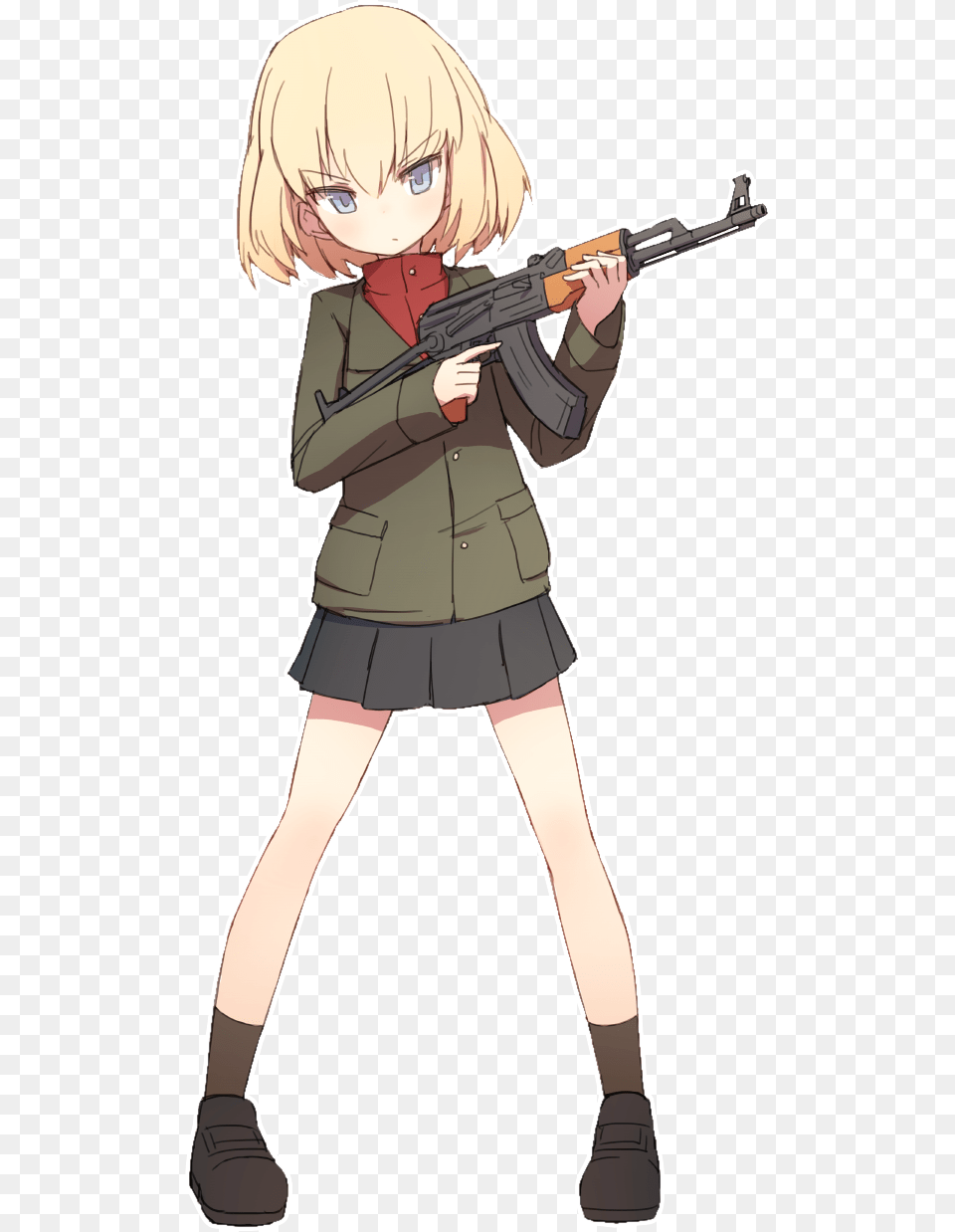 Anime Girl With Ak 47 Full Size Anime Girl With Gun, Book, Comics, Weapon, Rifle Png Image
