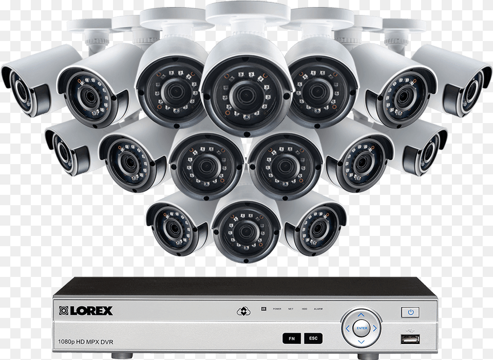 16 Channel Hd Security Camera System With 16 Lorex Security Surveillance System With Night Vision, Machine, Wheel, Electronics Free Png Download
