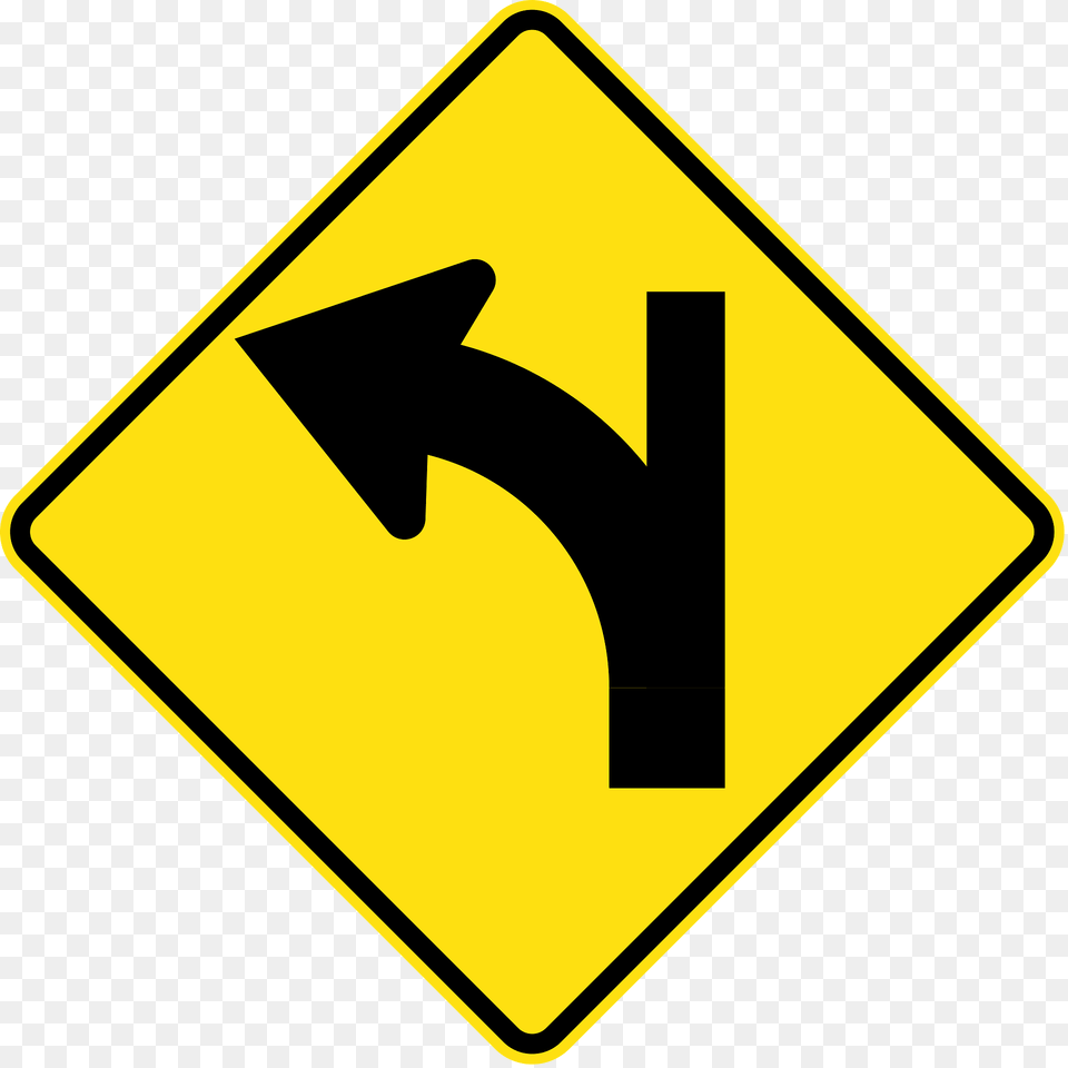 16 Side Road Intersection Entering Straight Ahead On A Curve On Left Clipart, Road Sign, Sign, Symbol Free Transparent Png