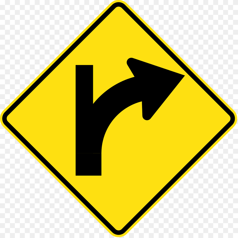 16 Side Road Intersection Entering Straight Ahead On A Curve On Right Clipart, Sign, Symbol, Road Sign Png