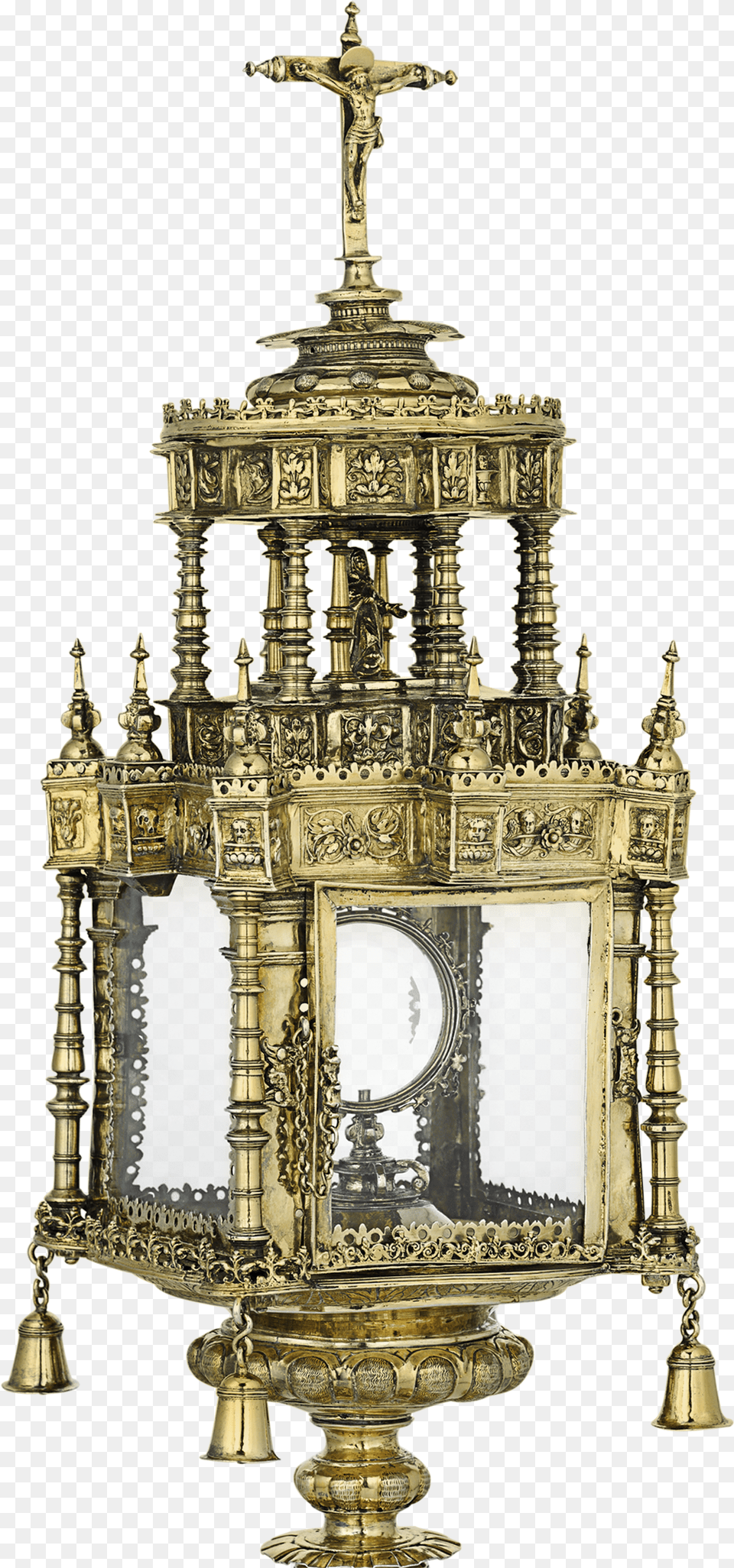 16th Century Spanish Silver Gilt Monstrance, Bronze, Lamp, Cross, Symbol Free Transparent Png
