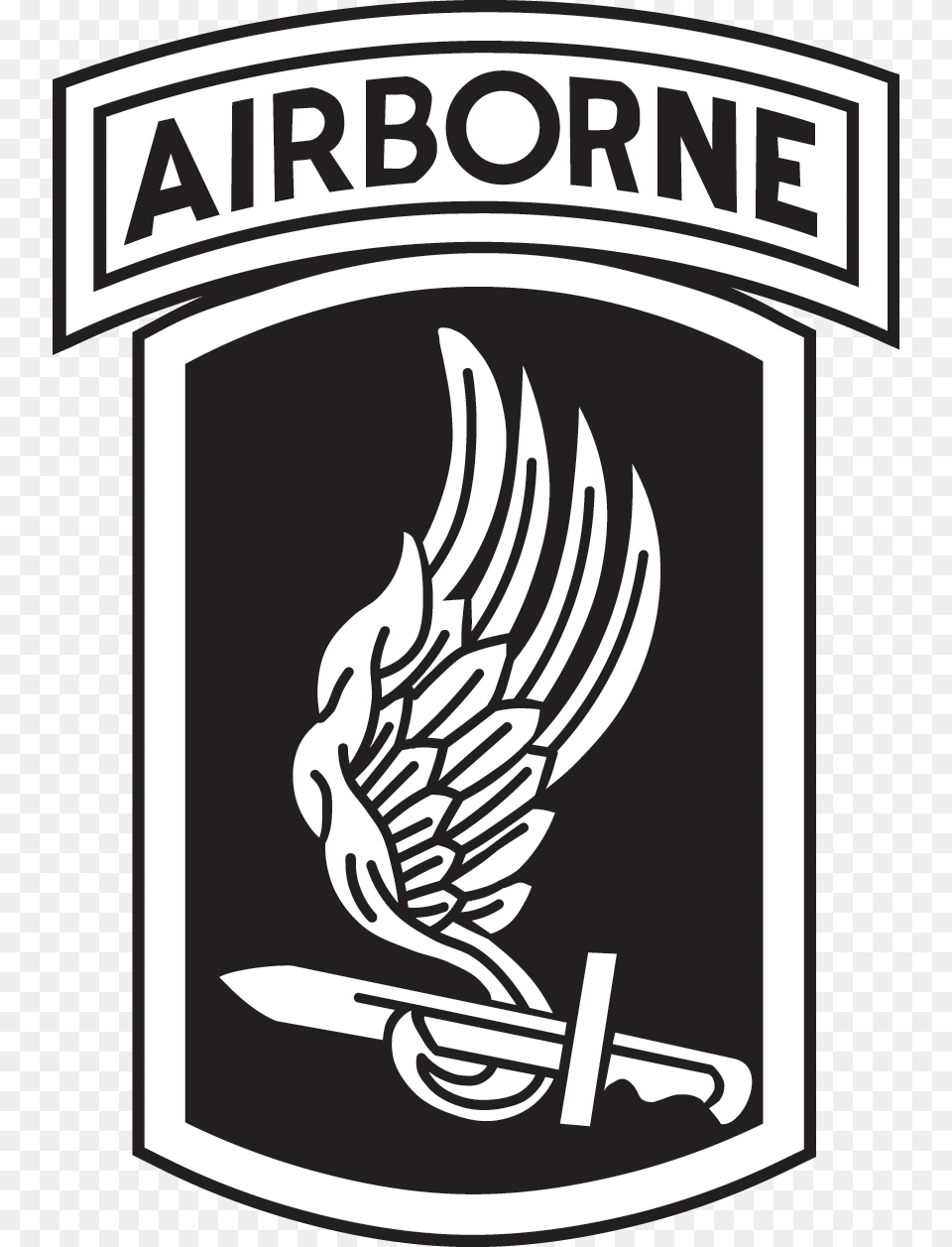 173rd Airborne Brigade 173rd Airborne Insignia Black And White, Emblem, Symbol, Logo Png Image