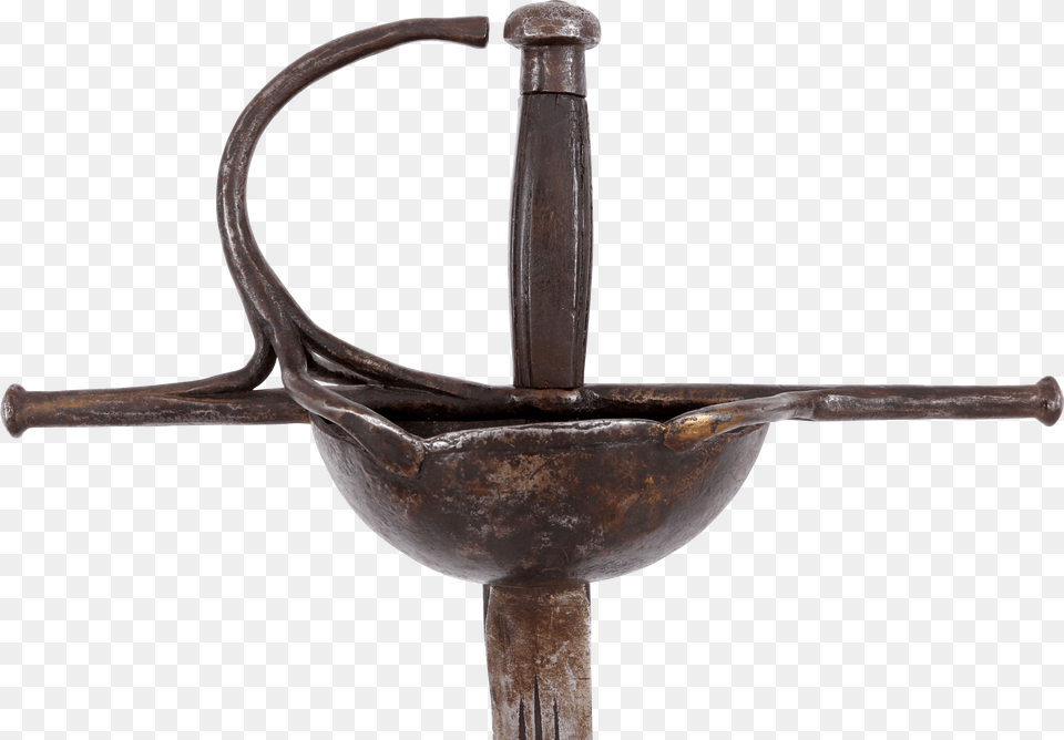 17th Century Caribbean Cup Hilted Rapier Caribbean Spanish Sword, Weapon, Bronze, Smoke Pipe Png Image