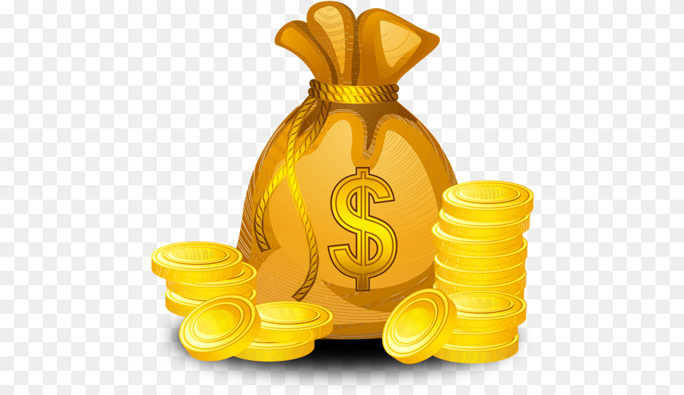Coins Falling, Bag, Gold, Device, Grass Png